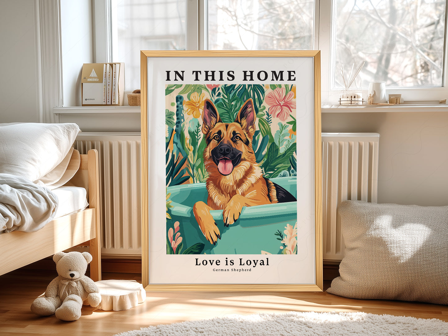 Multiple size options for German Shepherd Dog wall art print display