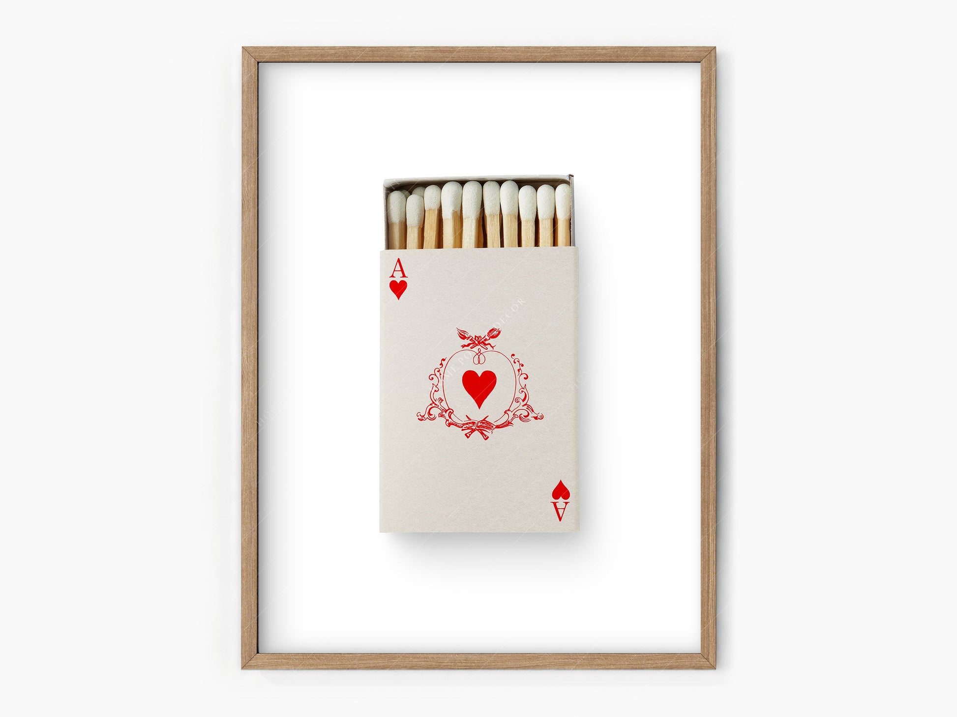 Ace of hearts, Retro wall art, Matchbox print