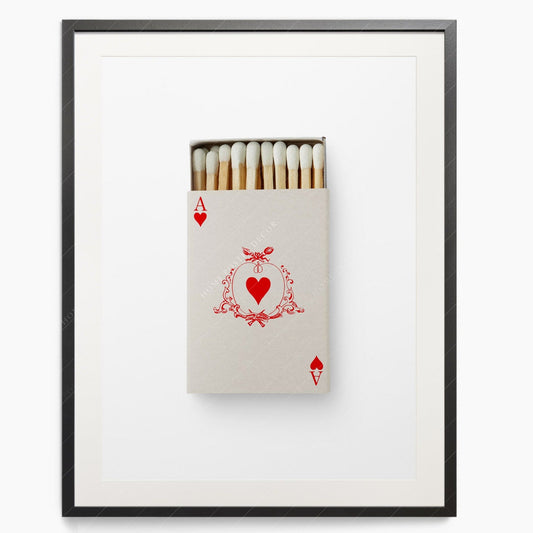 Ace of hearts, Retro wall art, Matchbox print