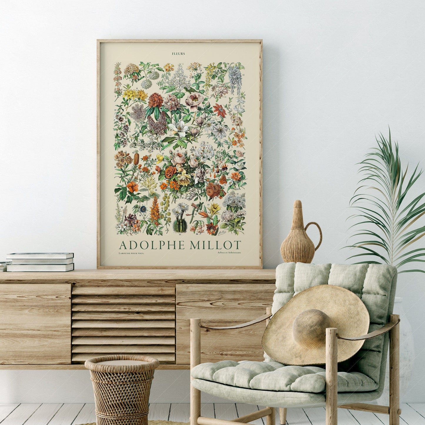 Adolphe Millot Poster, Vintage Flowers Illustration Print