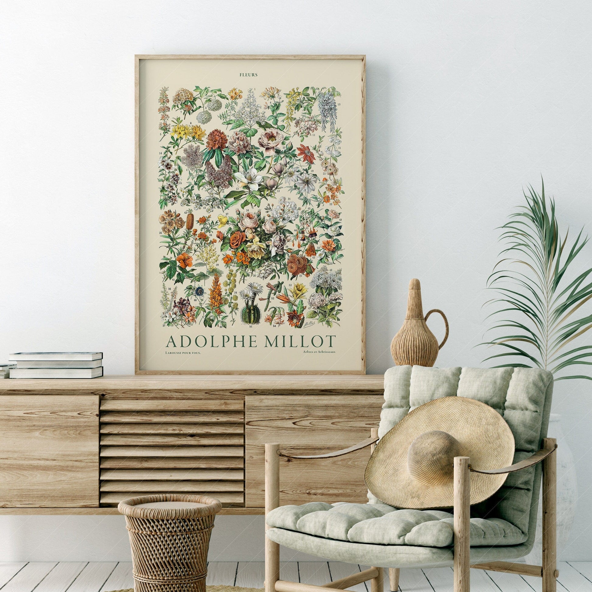 Adolphe Millot Poster, Vintage Flowers Illustration Print