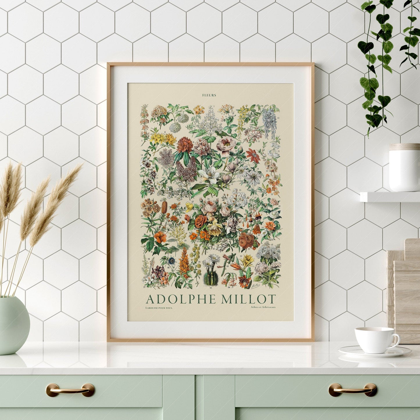 Adolphe Millot Poster, Vintage Flowers Illustration Print