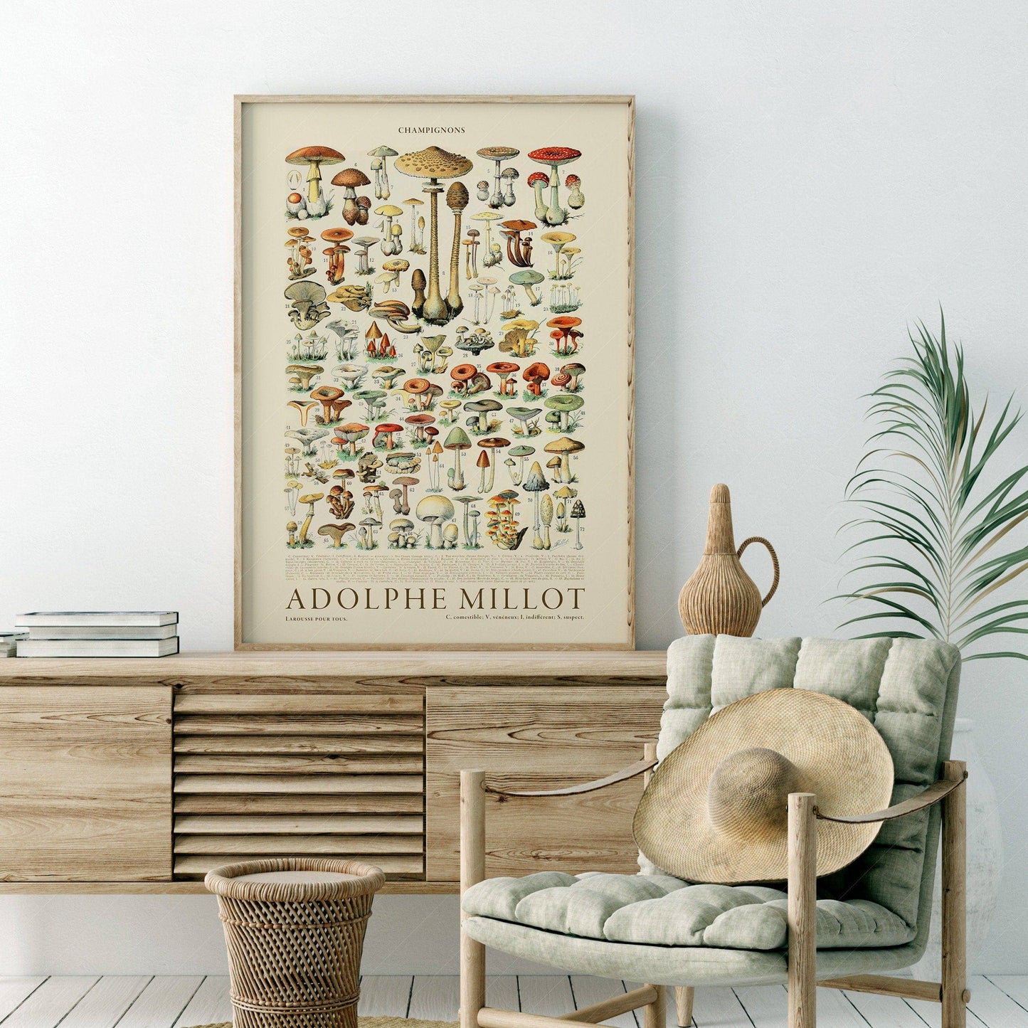 Adolphe Millot Poster, Vintage Mushrooms Illustration Prints