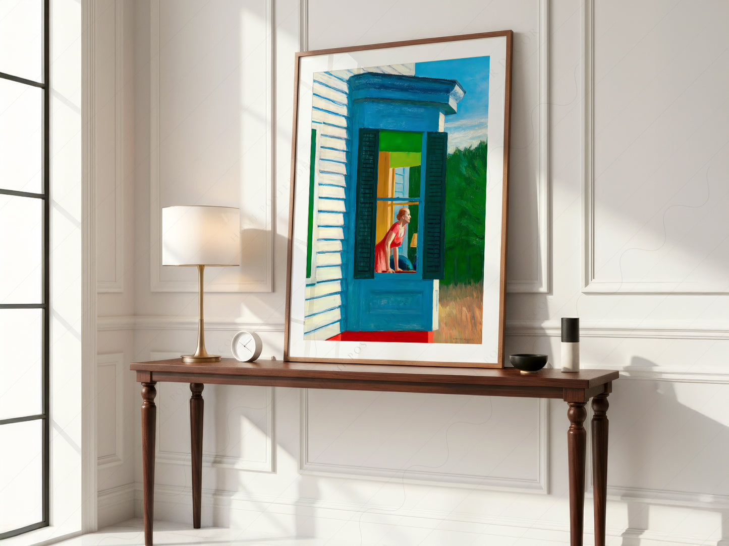Edward Hopper wall art in a cozy home study or reading room