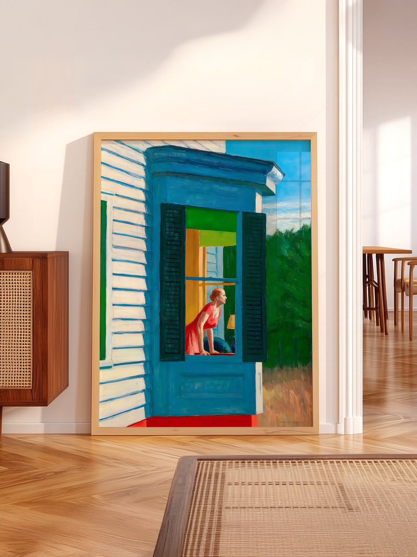 Edward Hopper wall art in a cozy home study or reading room
