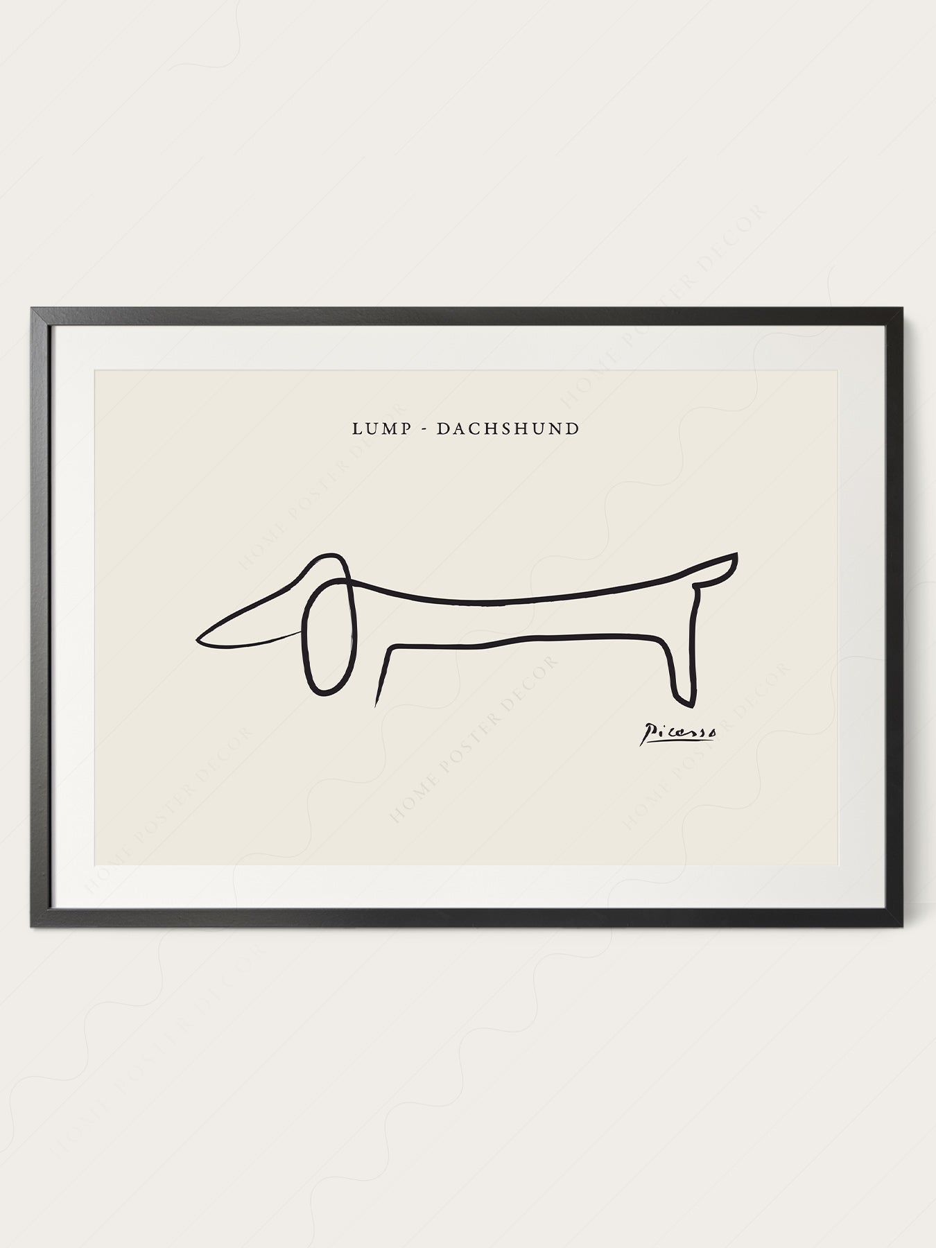 Gallery wall featuring Pablo Picasso Lump Dachshund Line fine art print