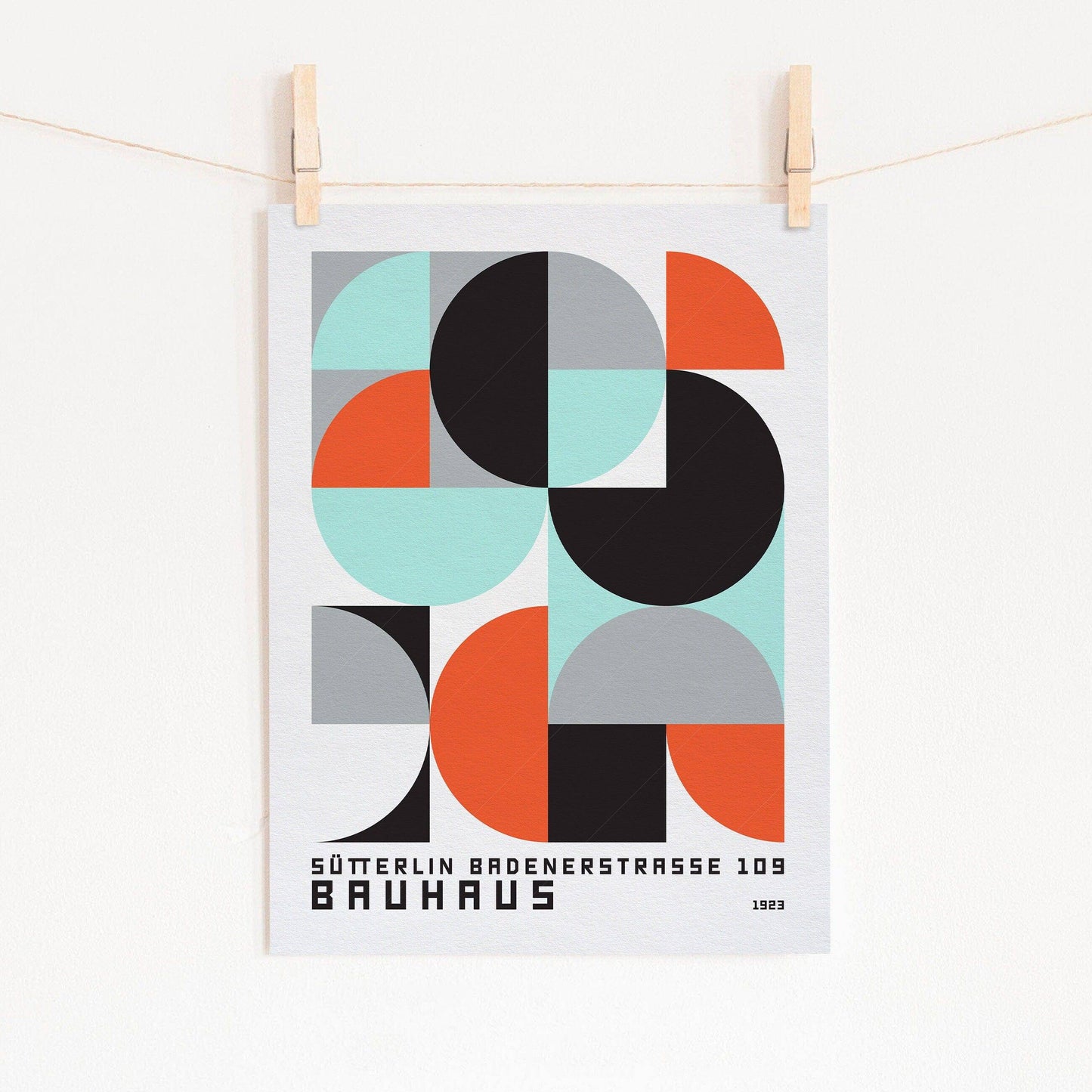 Bauhaus Poster, Mid-Century Modern Wall Decor, Geometric Print