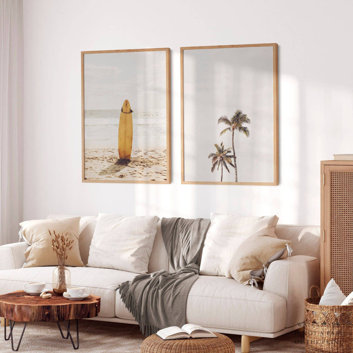Beach Wall Set, California Art Print, Coastal Set of 2 Prints