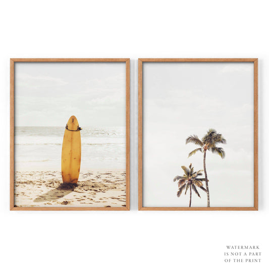 Beach Wall Set, California Art Print, Coastal Set of 2 Prints