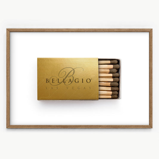 Bellagio Las Vegas, Iconic place wall art, Vintage matchbox print