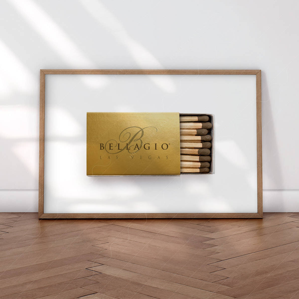 Bellagio Las Vegas, Iconic place wall art, Vintage matchbox print