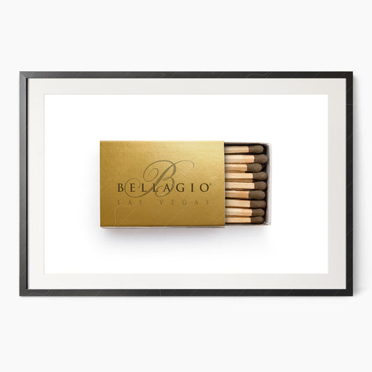 Bellagio Las Vegas, Iconic place wall art, Vintage matchbox print