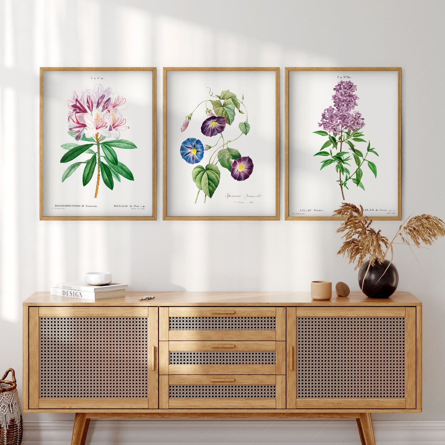 Botanical Gallery Wall Art, Set of 3 Prints, Antique Flowers Paintings 08