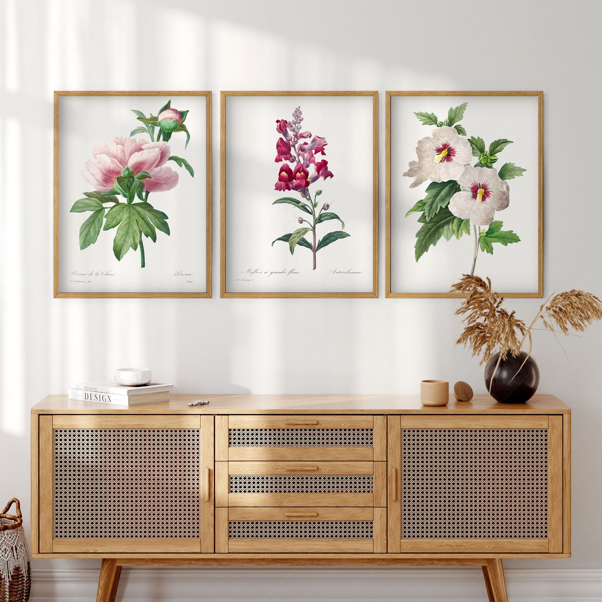 Botanical Gallery Wall Art, Set of 3 Prints, Antique Flowers Paintings 11