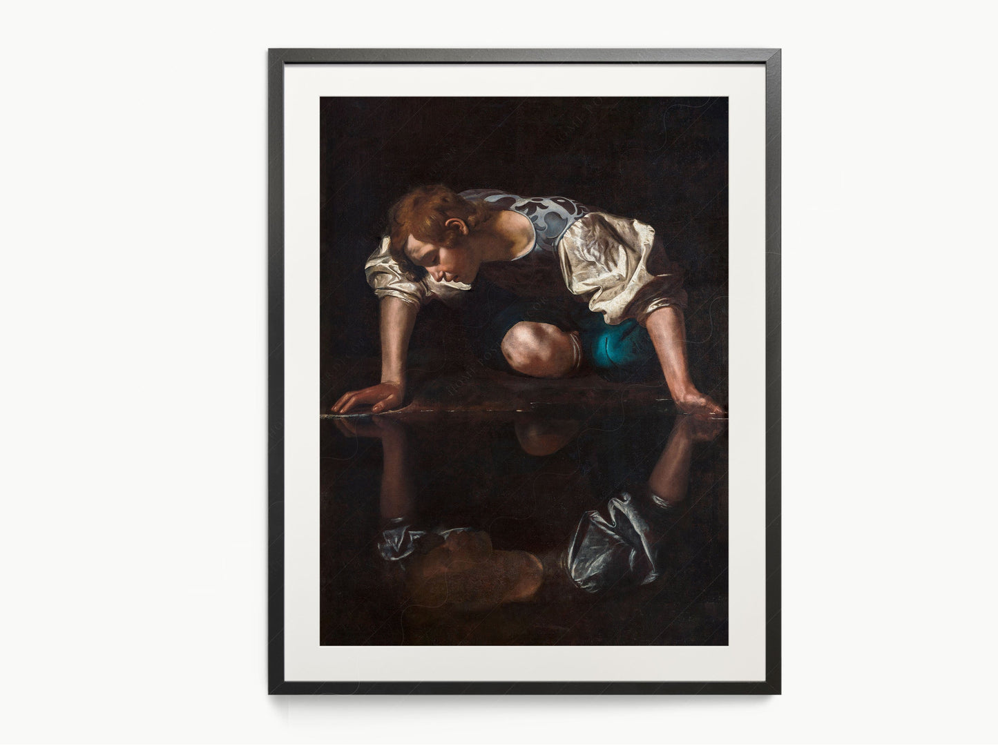 Caravaggio, Narcissus painting, Fine Art Print