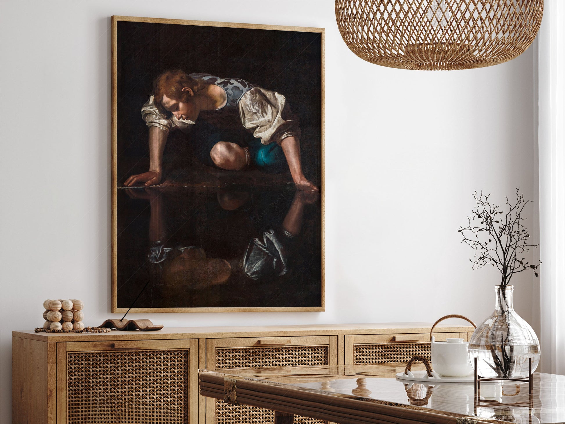 Caravaggio, Narcissus painting, Fine Art Print