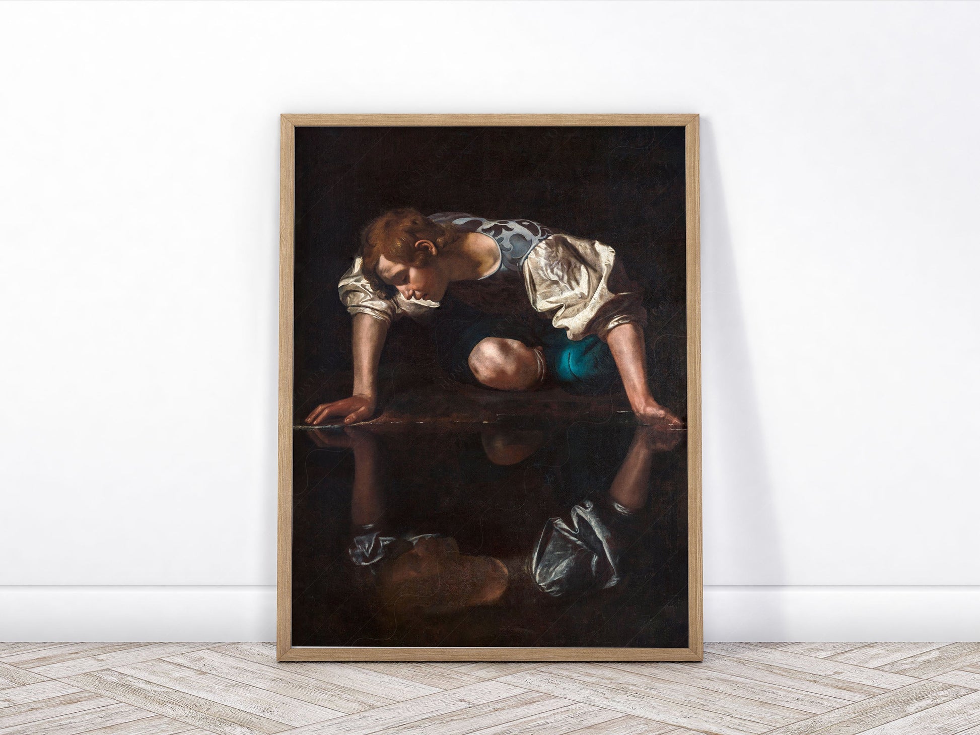 Caravaggio, Narcissus painting, Fine Art Print