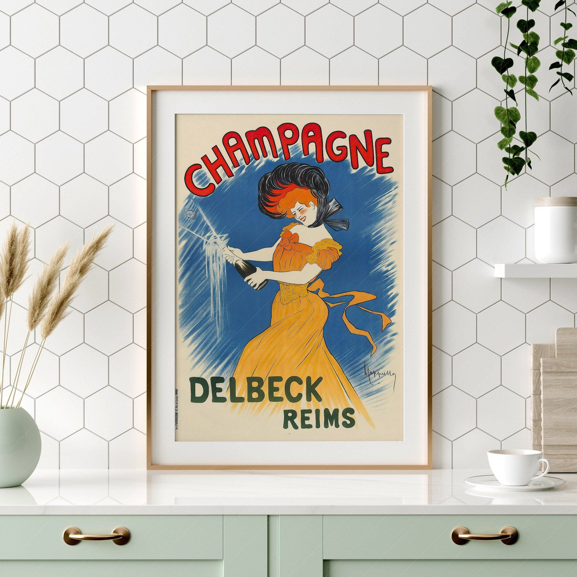 Champagne Wall Art, Vintage Advertising, Drink Poster