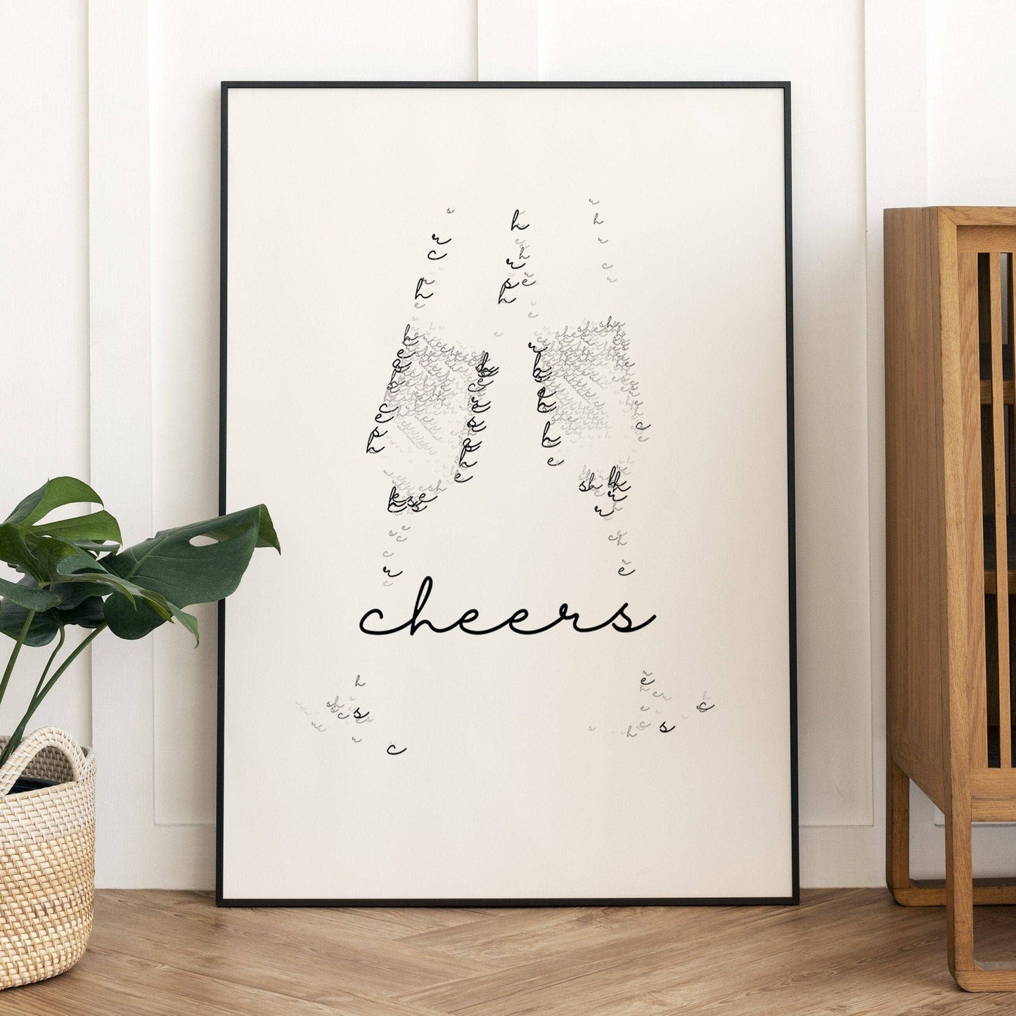 Cheers Sign, Celebration Poster, Above Bar Cart Wall Decor