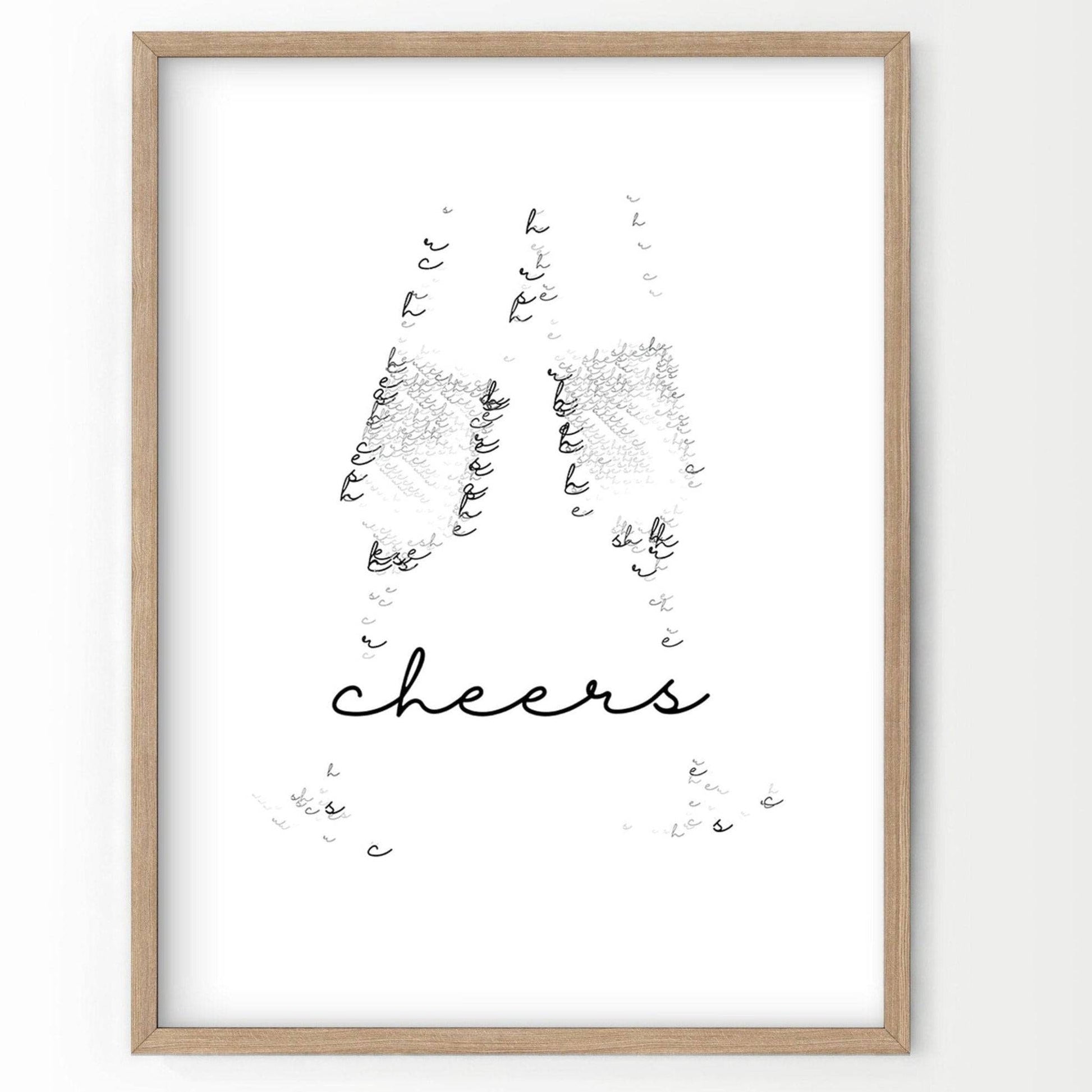 Cheers Sign, Celebration Poster, Above Bar Cart Wall Decor