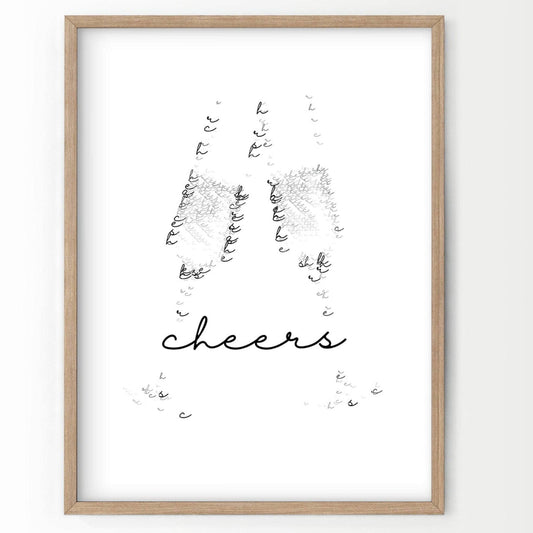 Cheers Sign, Celebration Poster, Above Bar Cart Wall Decor