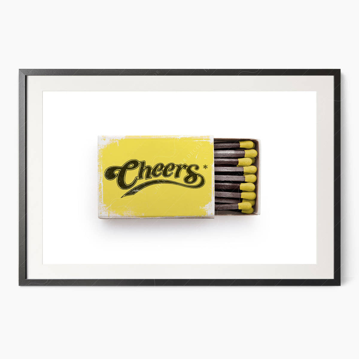 Cheers wall art, Matchbox photography, Retro print