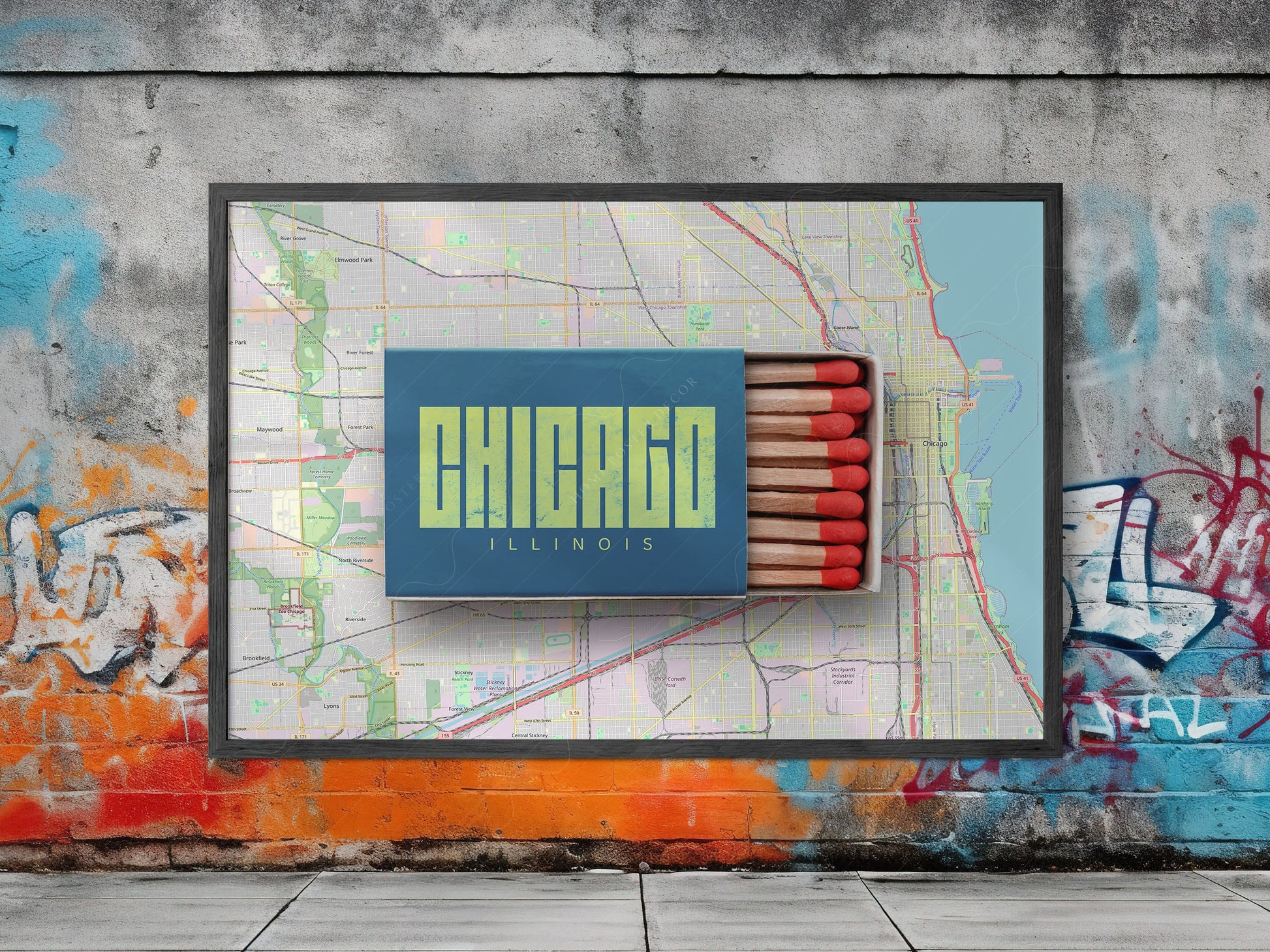 Chicago Print, Matchbox Photo, Map City Wall Art