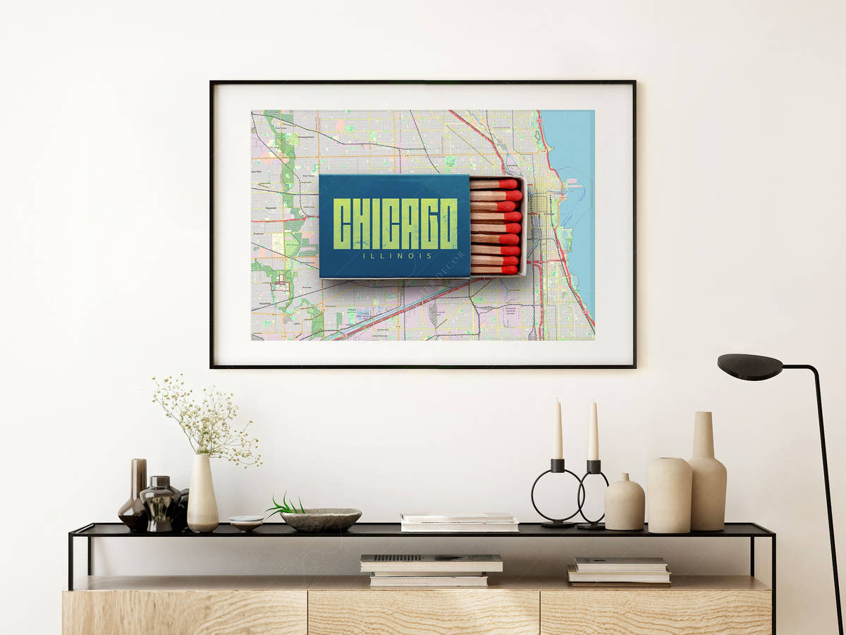 Chicago Print, Matchbox Photo, Map City Wall Art