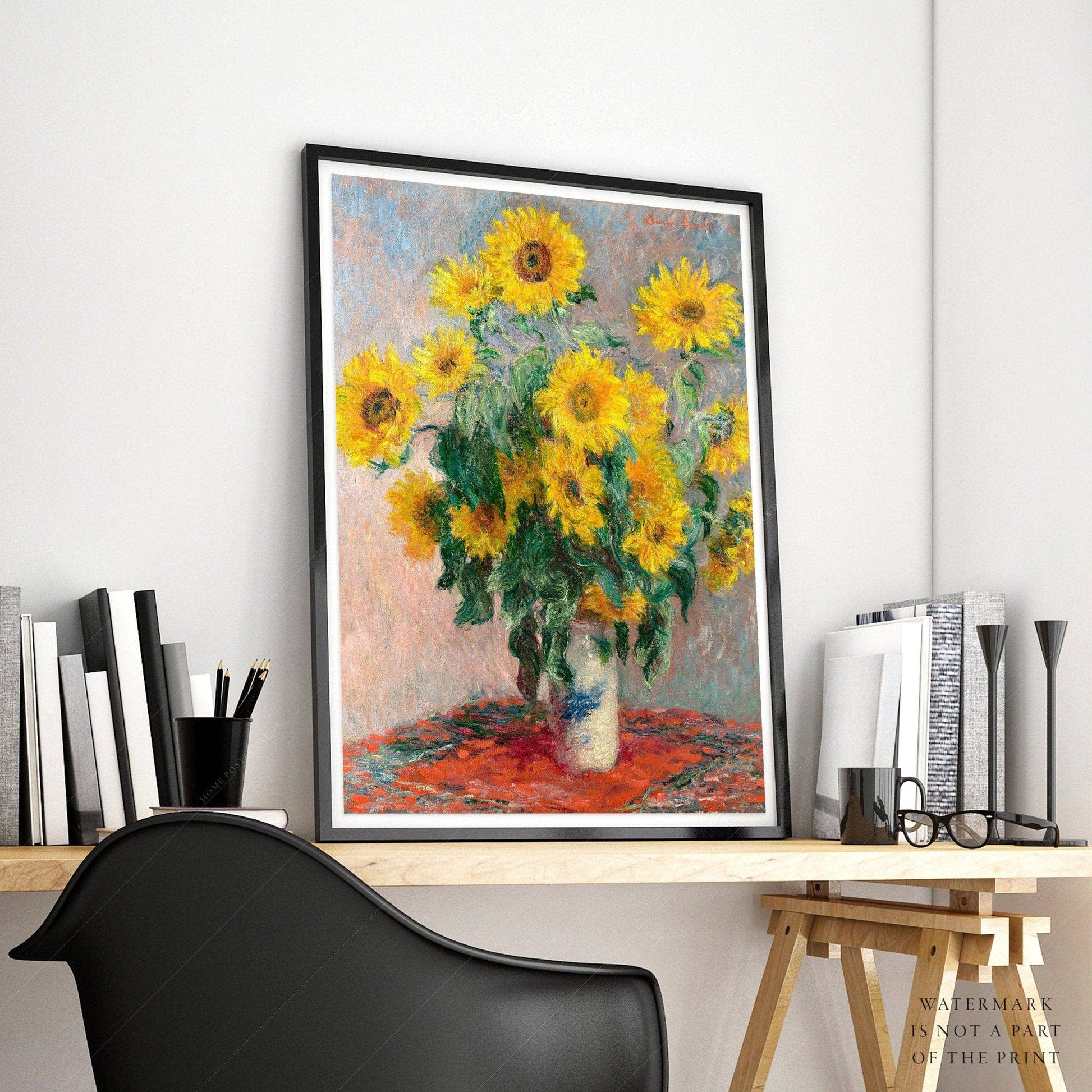 Claude Monet Poster, Bouquet Sunflowers, Floral Wall Decor