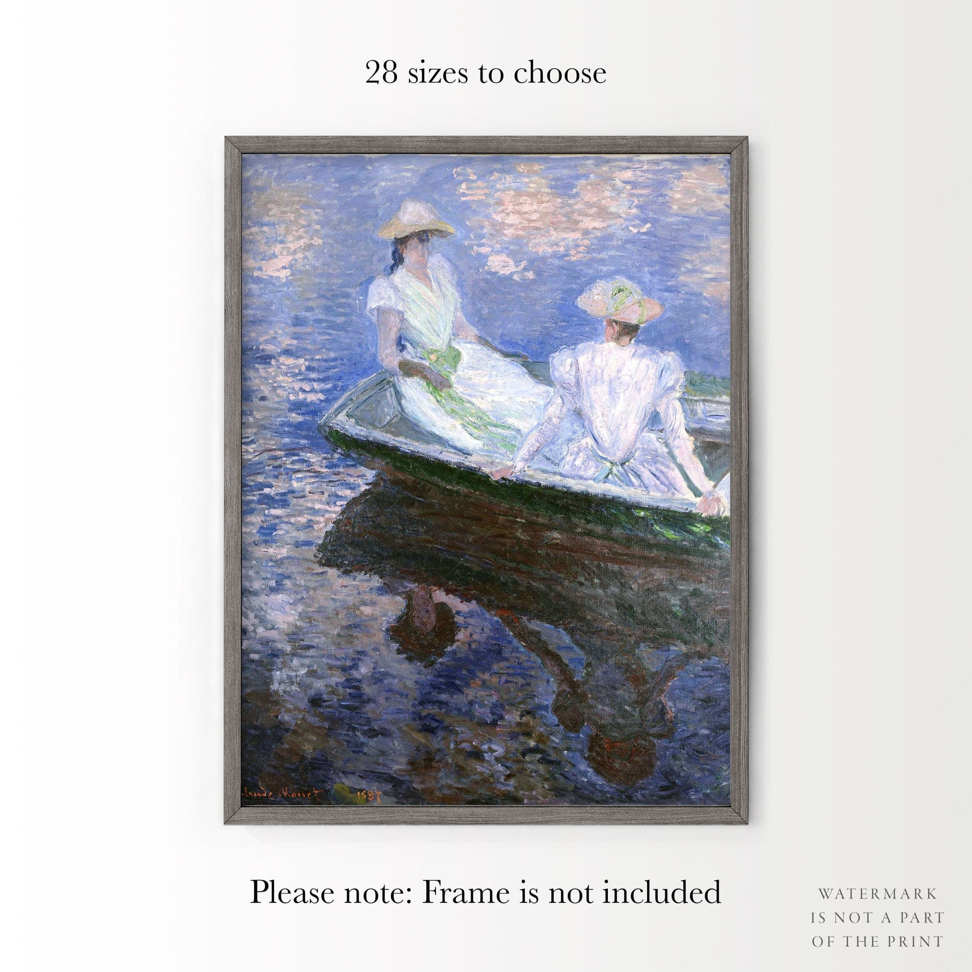 Claude Monet Print, On the boat poster, Famous painting