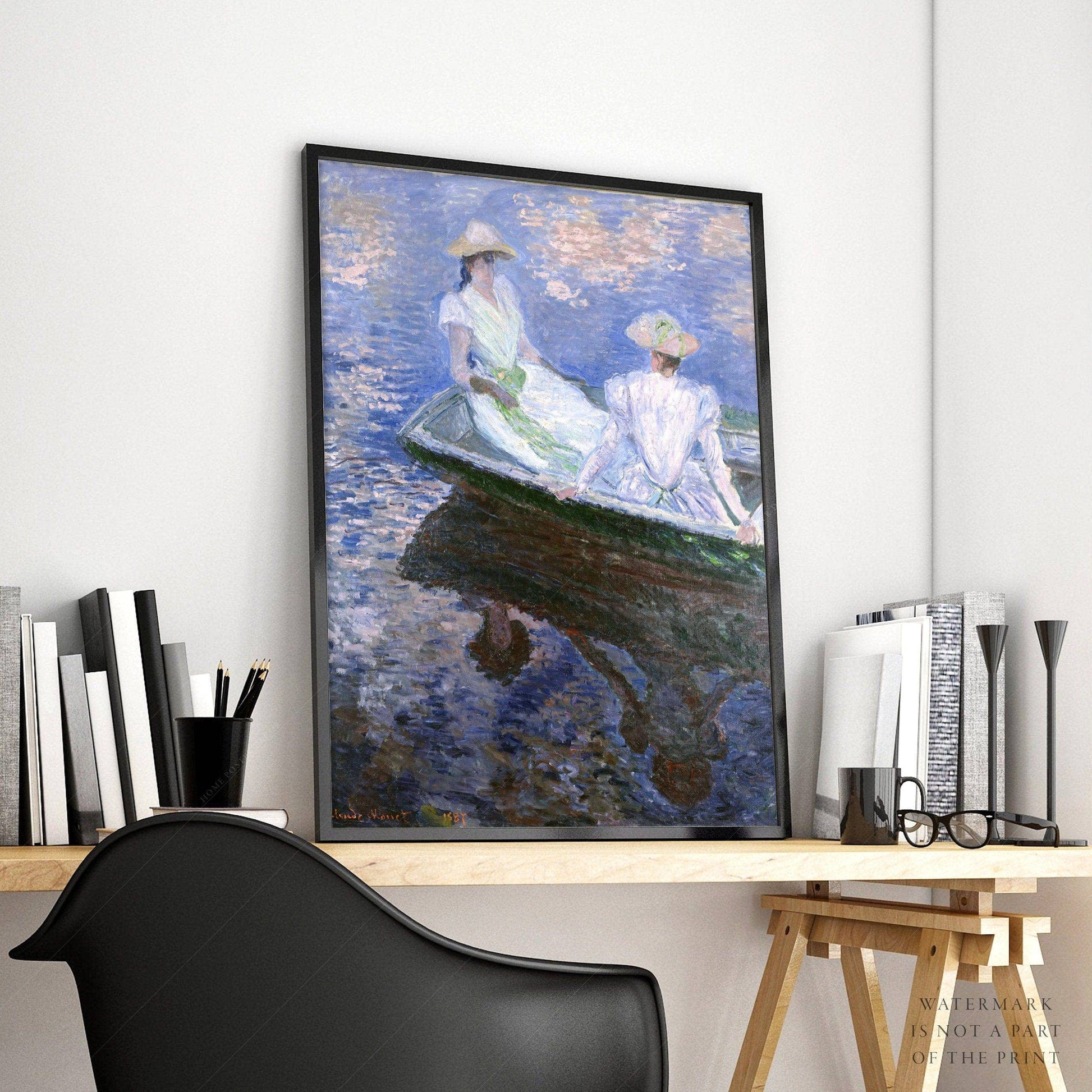 Claude Monet Print, On the boat poster, Famous painting