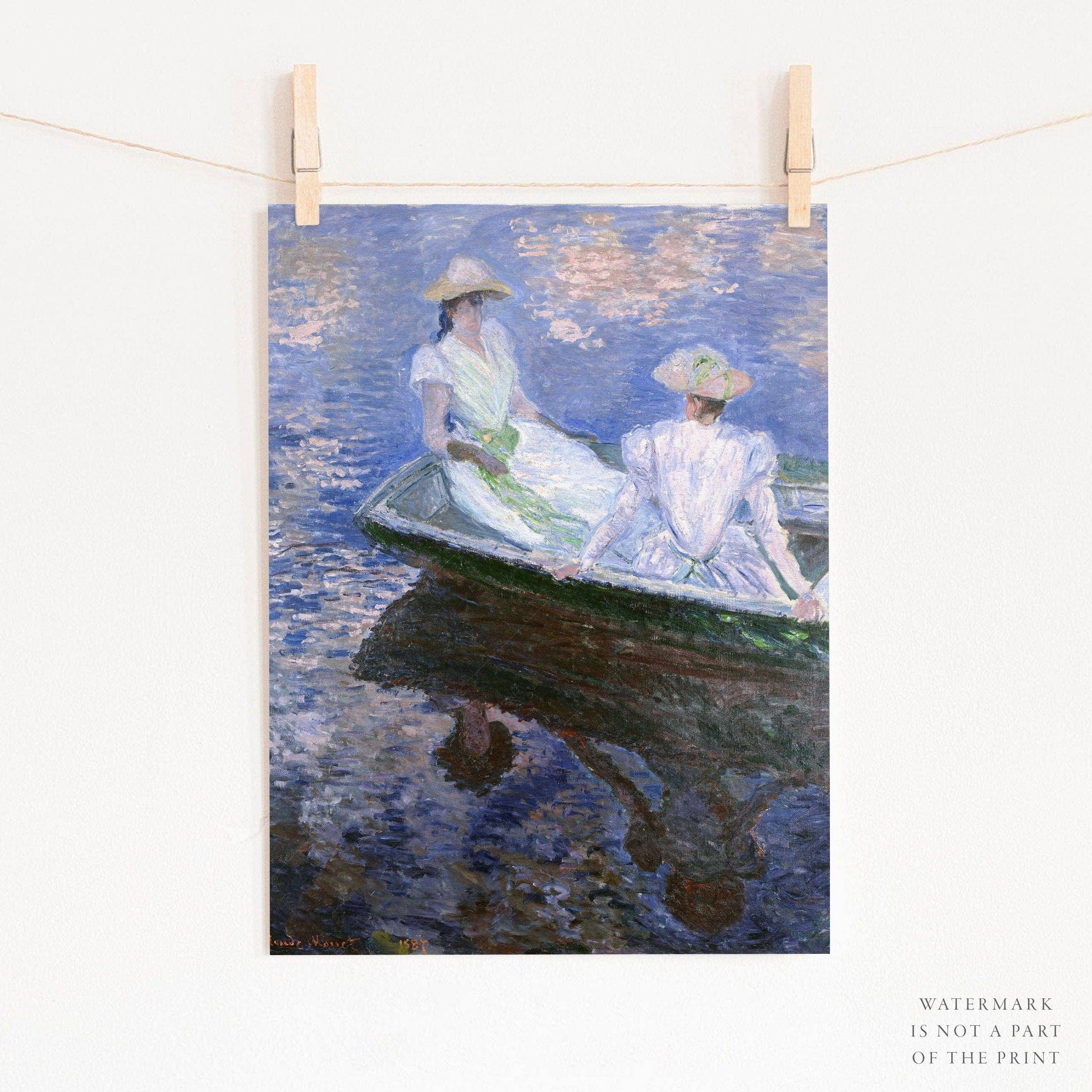 Claude Monet Print, On the boat poster, Famous painting