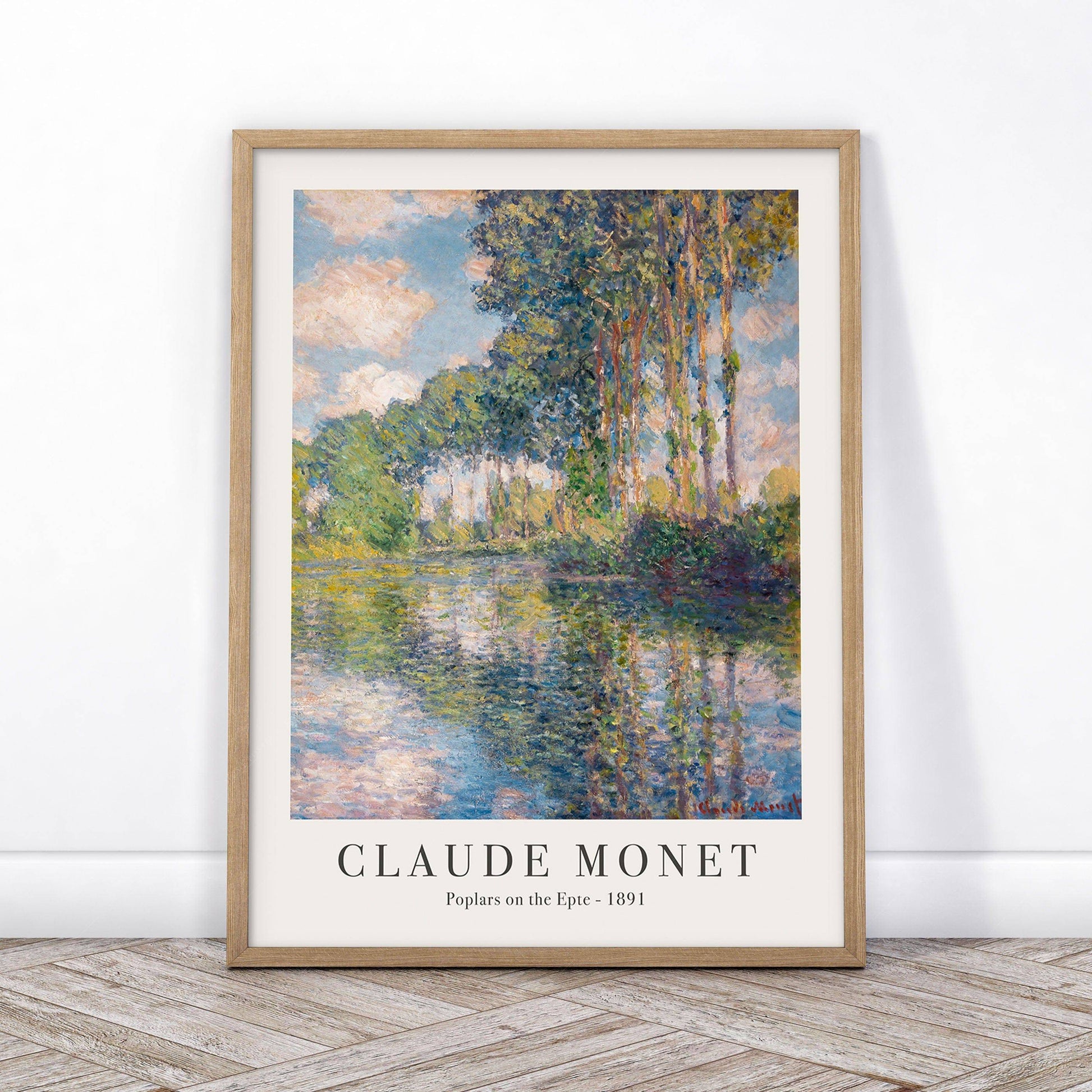 Claude Monet Set of 3 Prints, Bridge Over a Pond, Water Lilies, View of Vetheuil, Poplars on the Epte