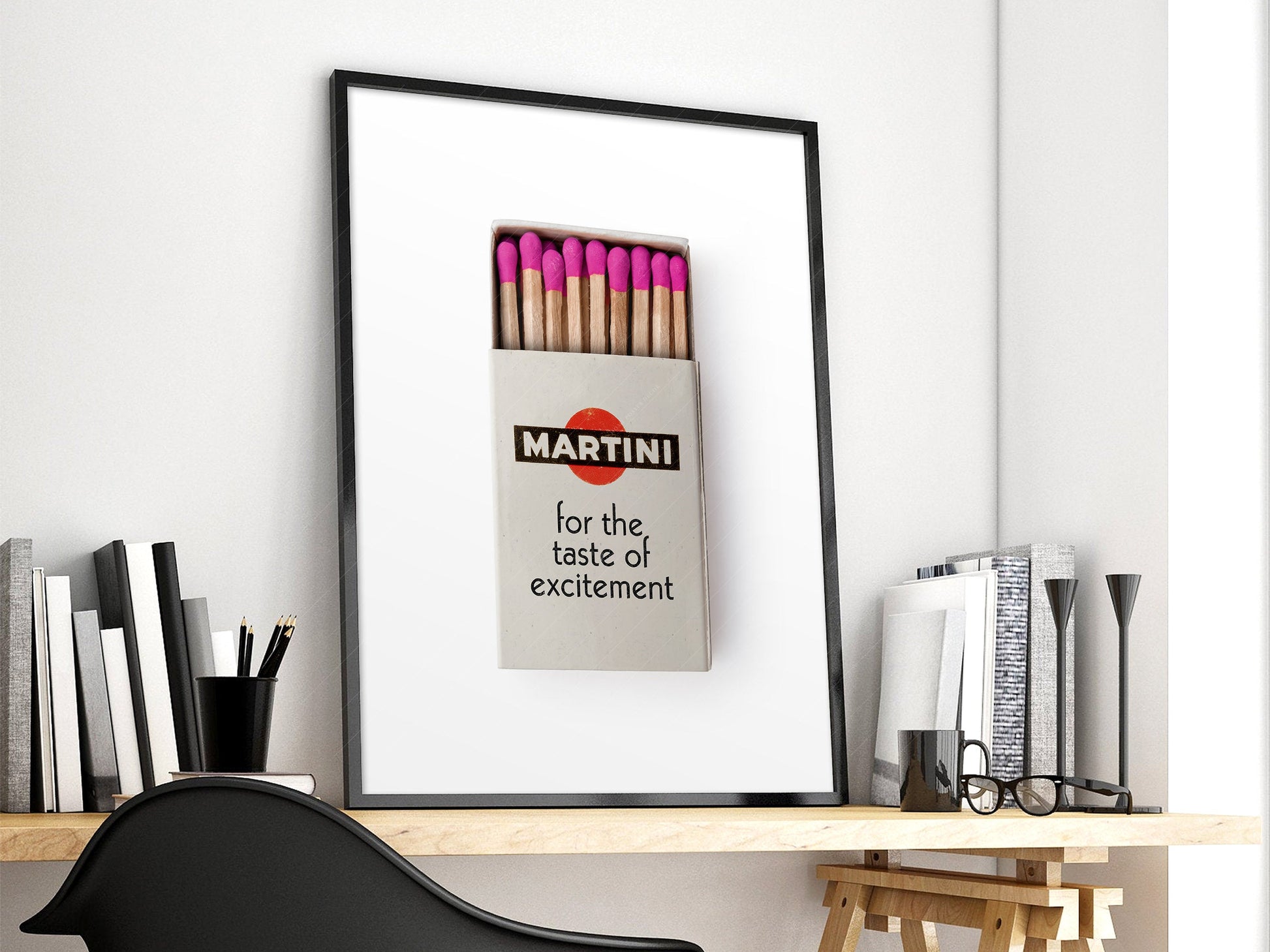 Cocktail poster, Matchbox print, Above Bar cart wall art