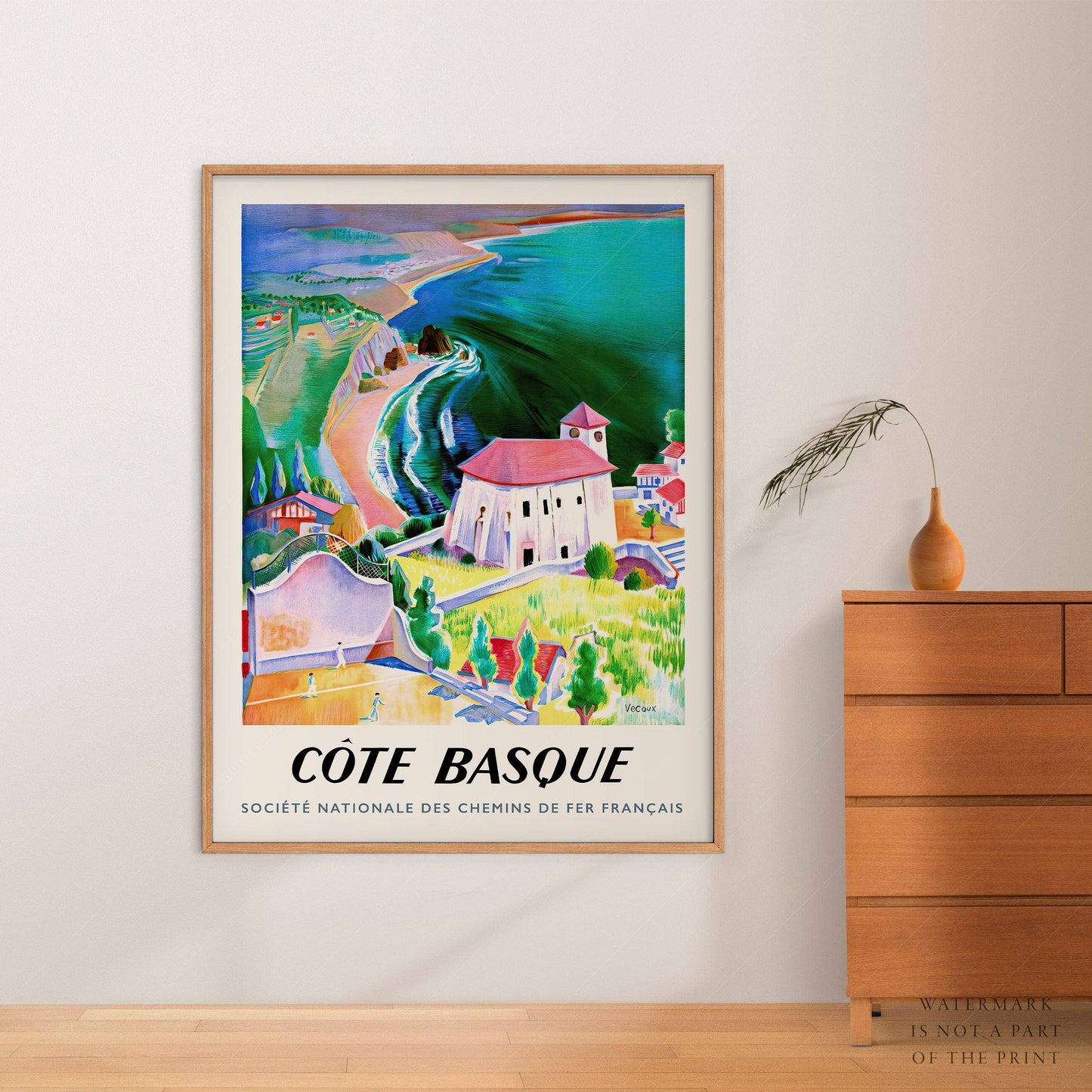 Cote Basque, Travel Poster, Riviera Art, Seascape Print