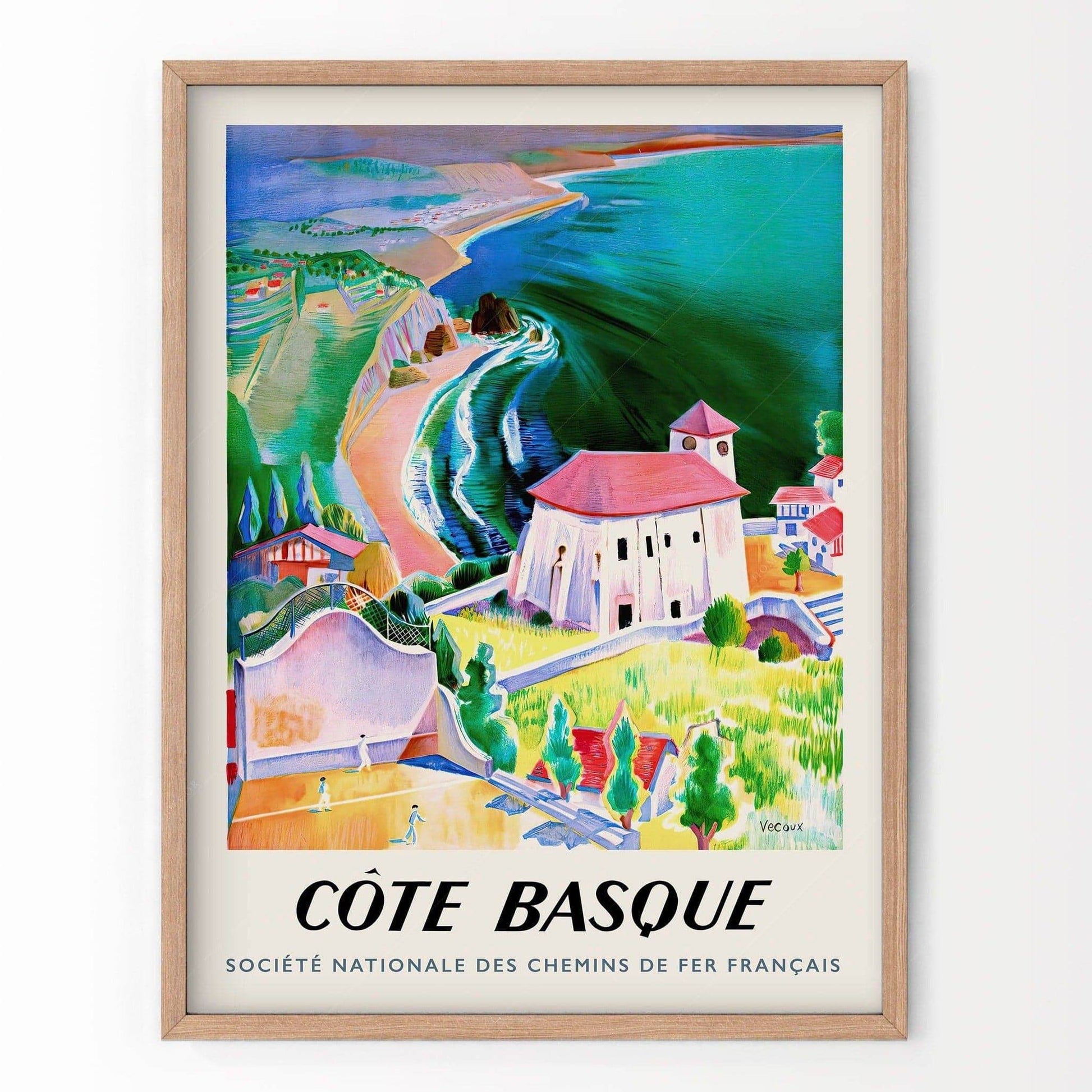 Cote Basque, Travel Poster, Riviera Art, Seascape Print