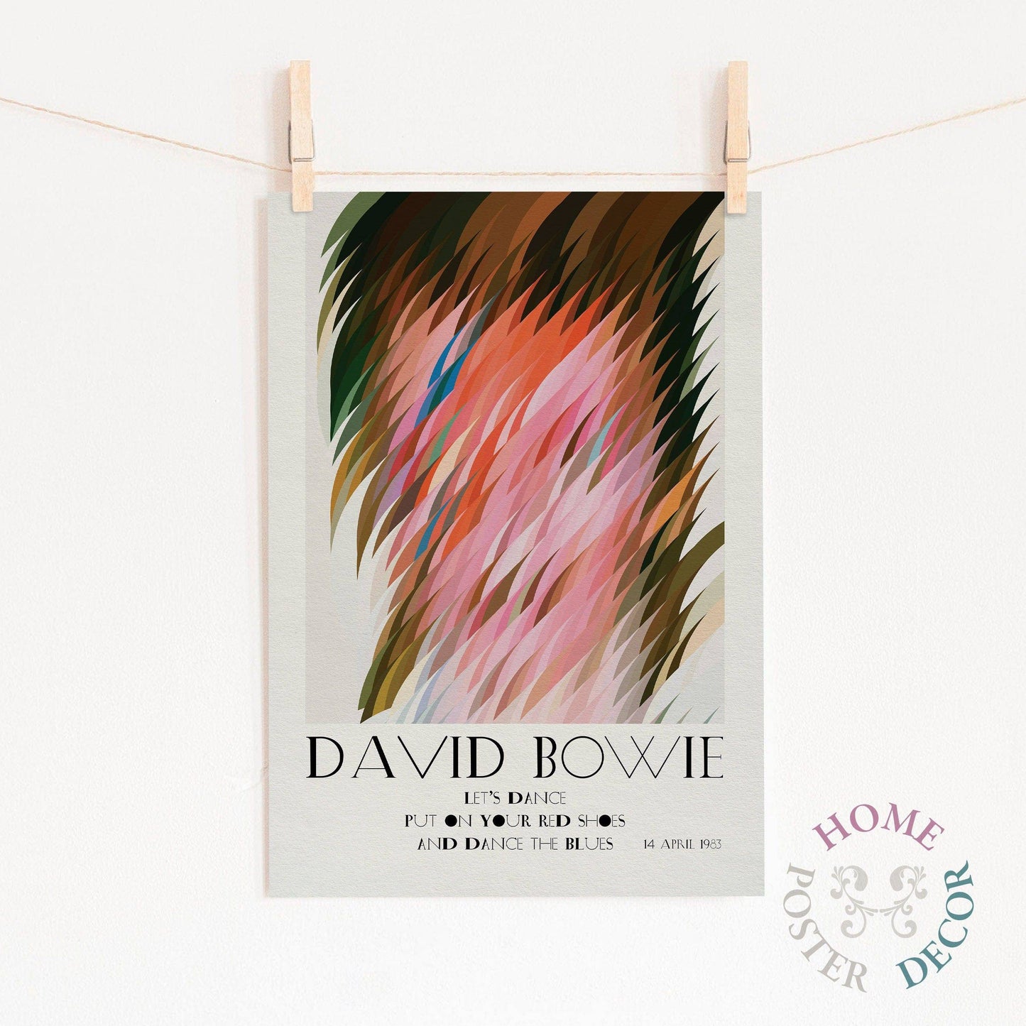 David Bowie Poster, Ziggy Stardust, Let's Dance, Musica wall art