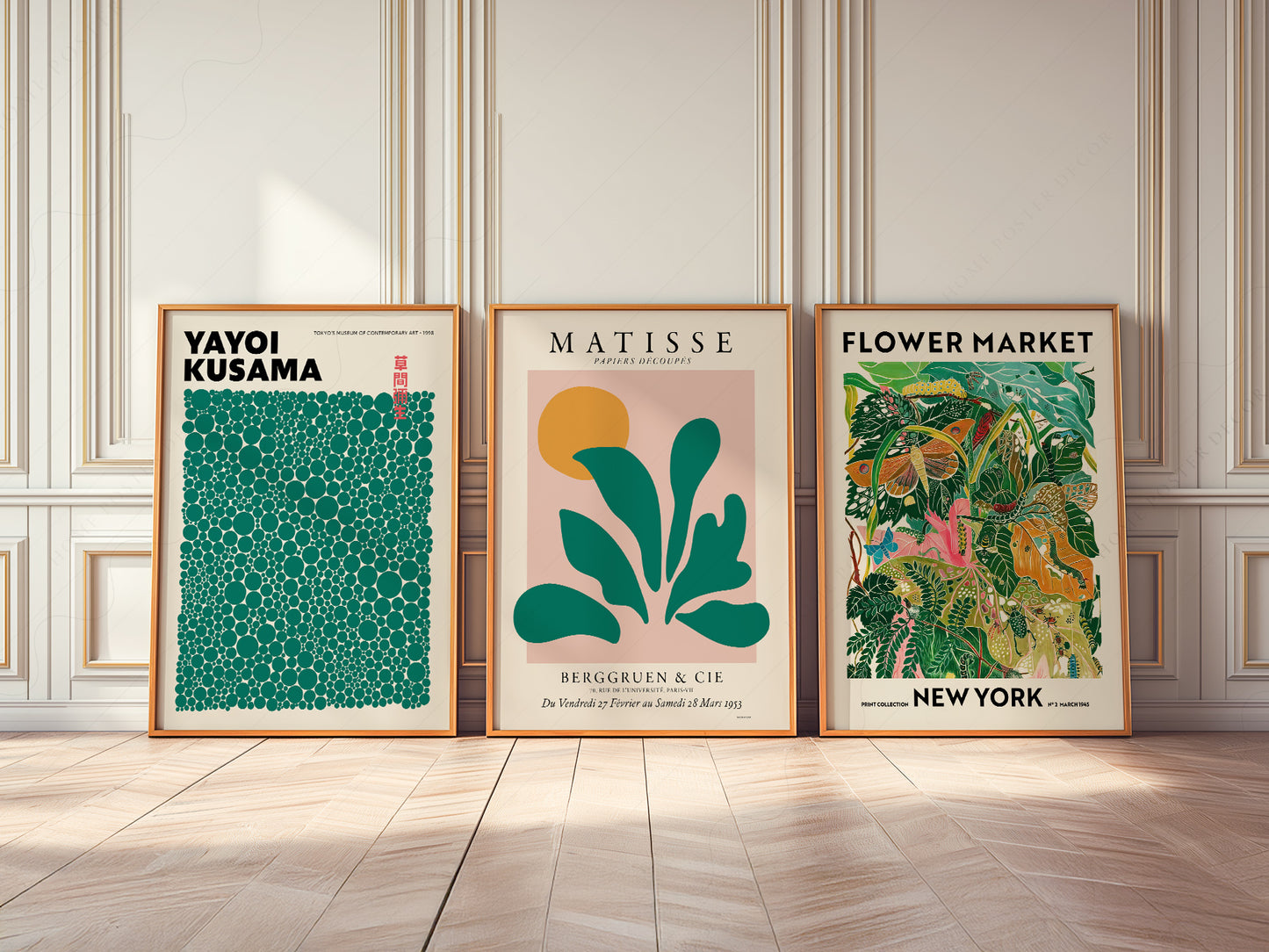Henri Matisse, Modern Gallery Wall, Set of 3 Prints, Henri Matisse, Yayoi Kusama, Flower Market New York