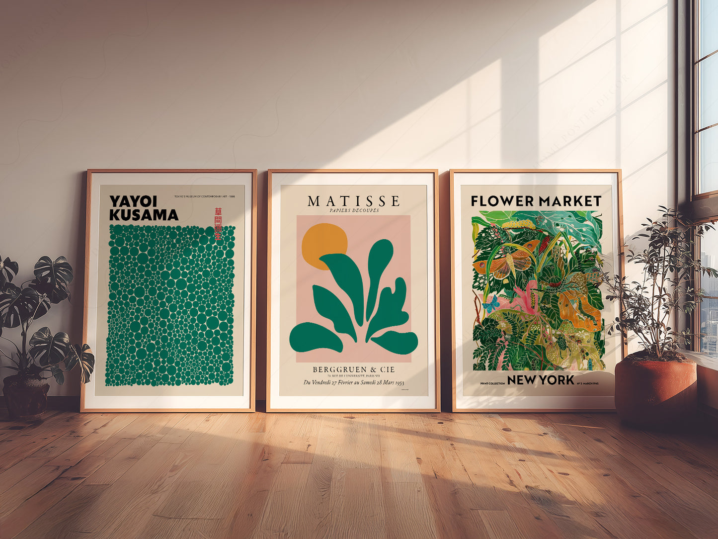 Henri Matisse, Modern Gallery Wall, Set of 3 Prints, Henri Matisse, Yayoi Kusama, Flower Market New York