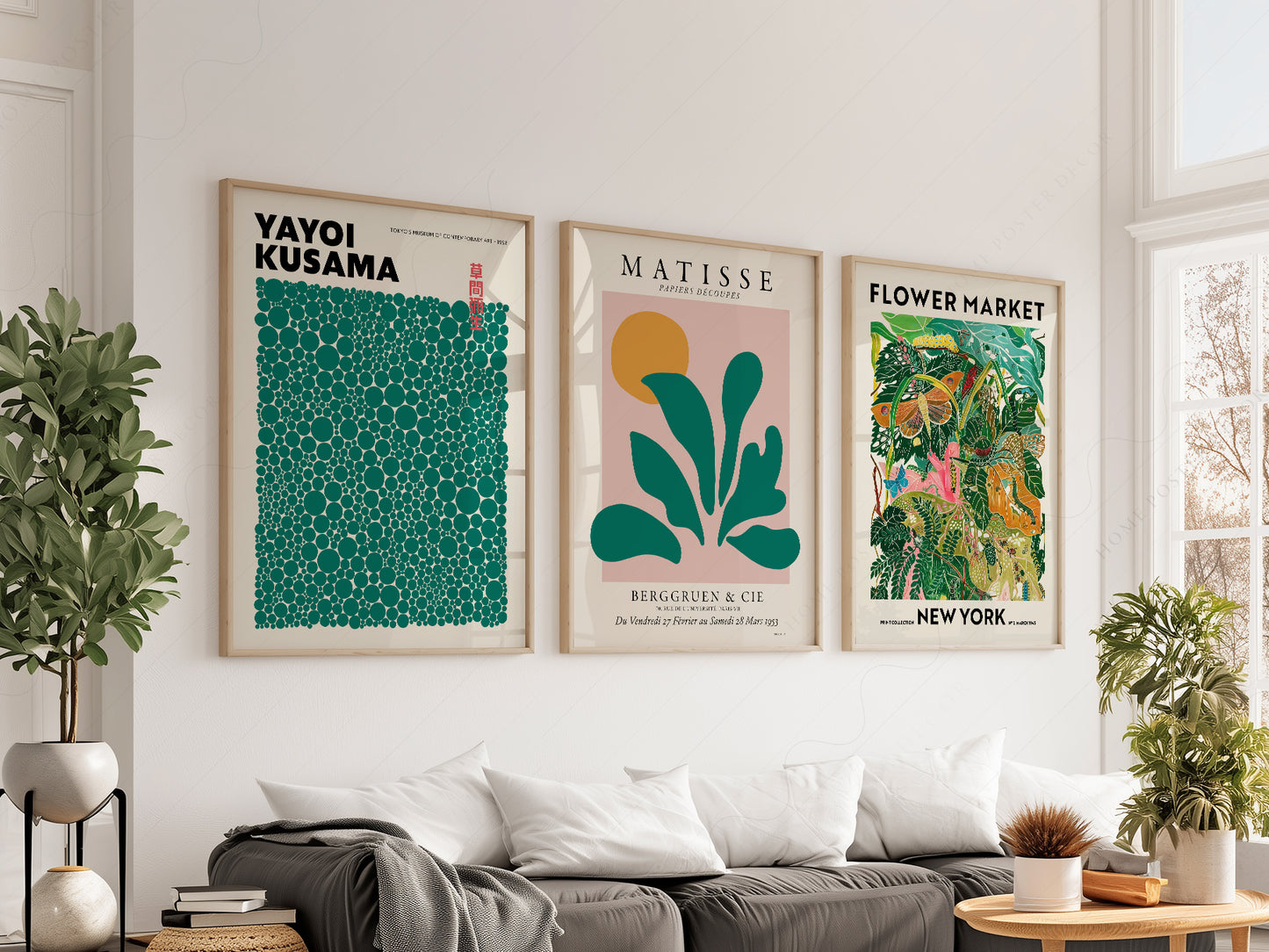 Henri Matisse, Modern Gallery Wall, Set of 3 Prints, Henri Matisse, Yayoi Kusama, Flower Market New York