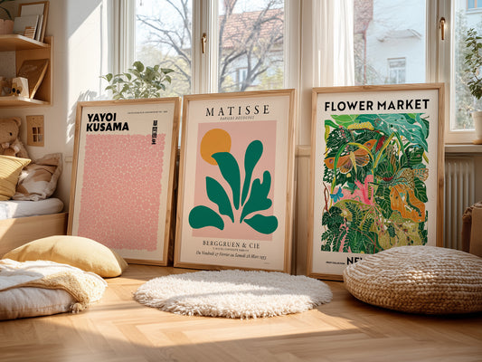 Henri Matisse, Modern Gallery Wall, Henri Matisse, Yayoi Kusama, Flower Market New York, Set of 3 Prints