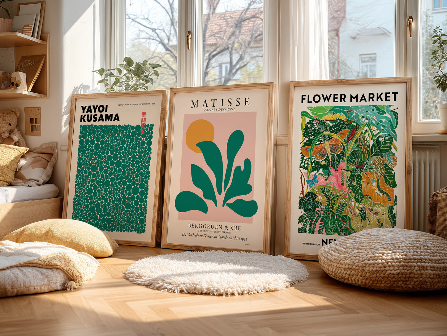 Henri Matisse, Modern Gallery Wall, Set of 3 Prints, Henri Matisse, Yayoi Kusama, Flower Market New York