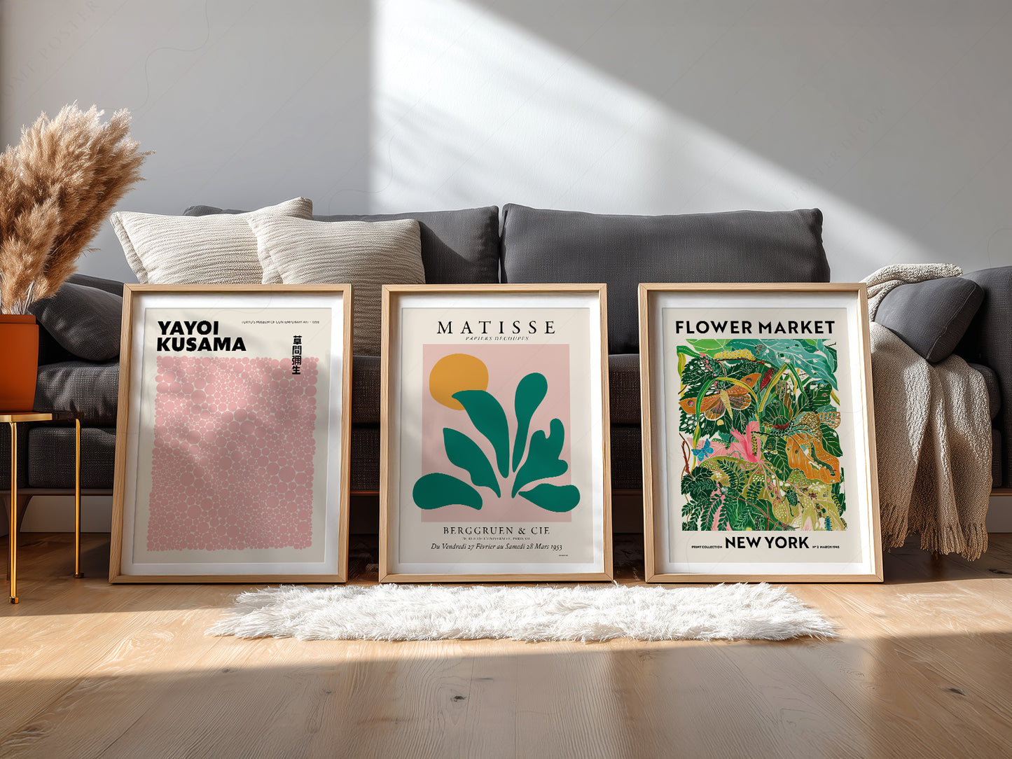 Henri Matisse, Modern Gallery Wall, Henri Matisse, Yayoi Kusama, Flower Market New York, Set of 3 Prints