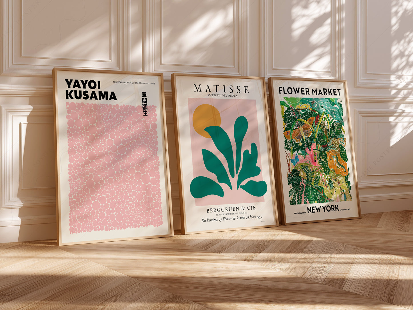Henri Matisse, Modern Gallery Wall, Henri Matisse, Yayoi Kusama, Flower Market New York, Set of 3 Prints
