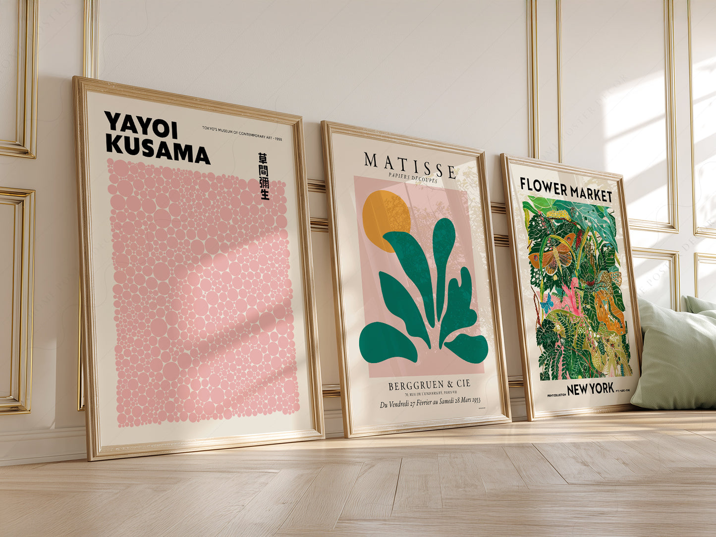 Henri Matisse, Modern Gallery Wall, Henri Matisse, Yayoi Kusama, Flower Market New York, Set of 3 Prints