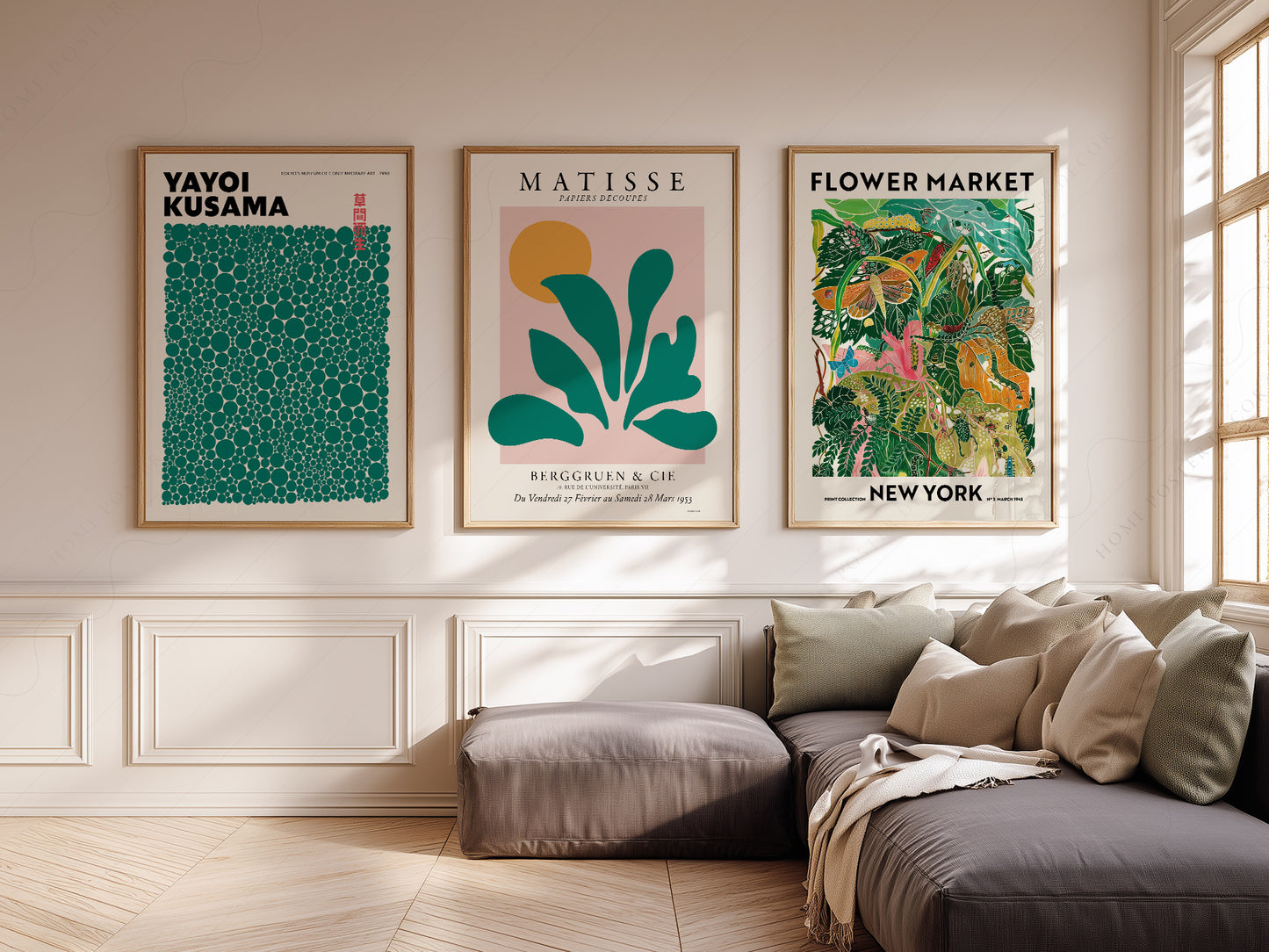 Henri Matisse, Modern Gallery Wall, Set of 3 Prints, Henri Matisse, Yayoi Kusama, Flower Market New York