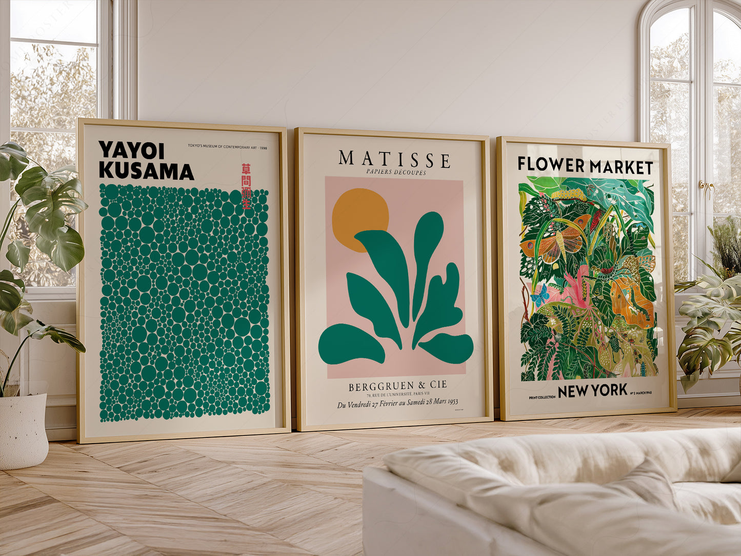 Henri Matisse, Modern Gallery Wall, Set of 3 Prints, Henri Matisse, Yayoi Kusama, Flower Market New York