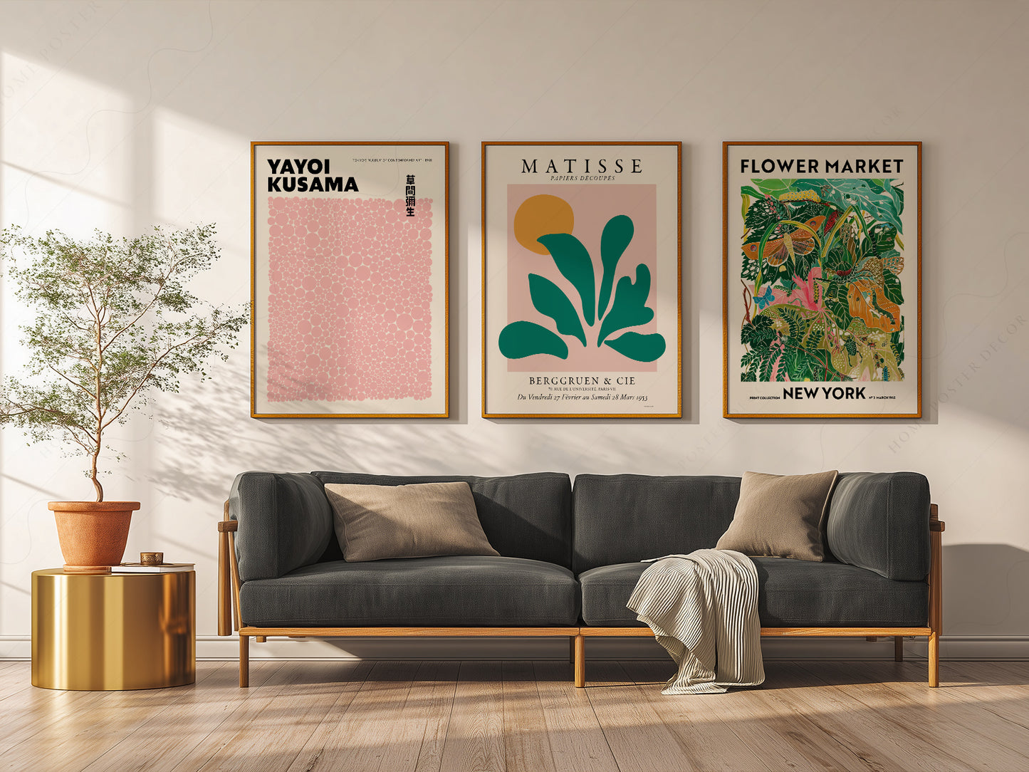 Henri Matisse, Modern Gallery Wall, Henri Matisse, Yayoi Kusama, Flower Market New York, Set of 3 Prints