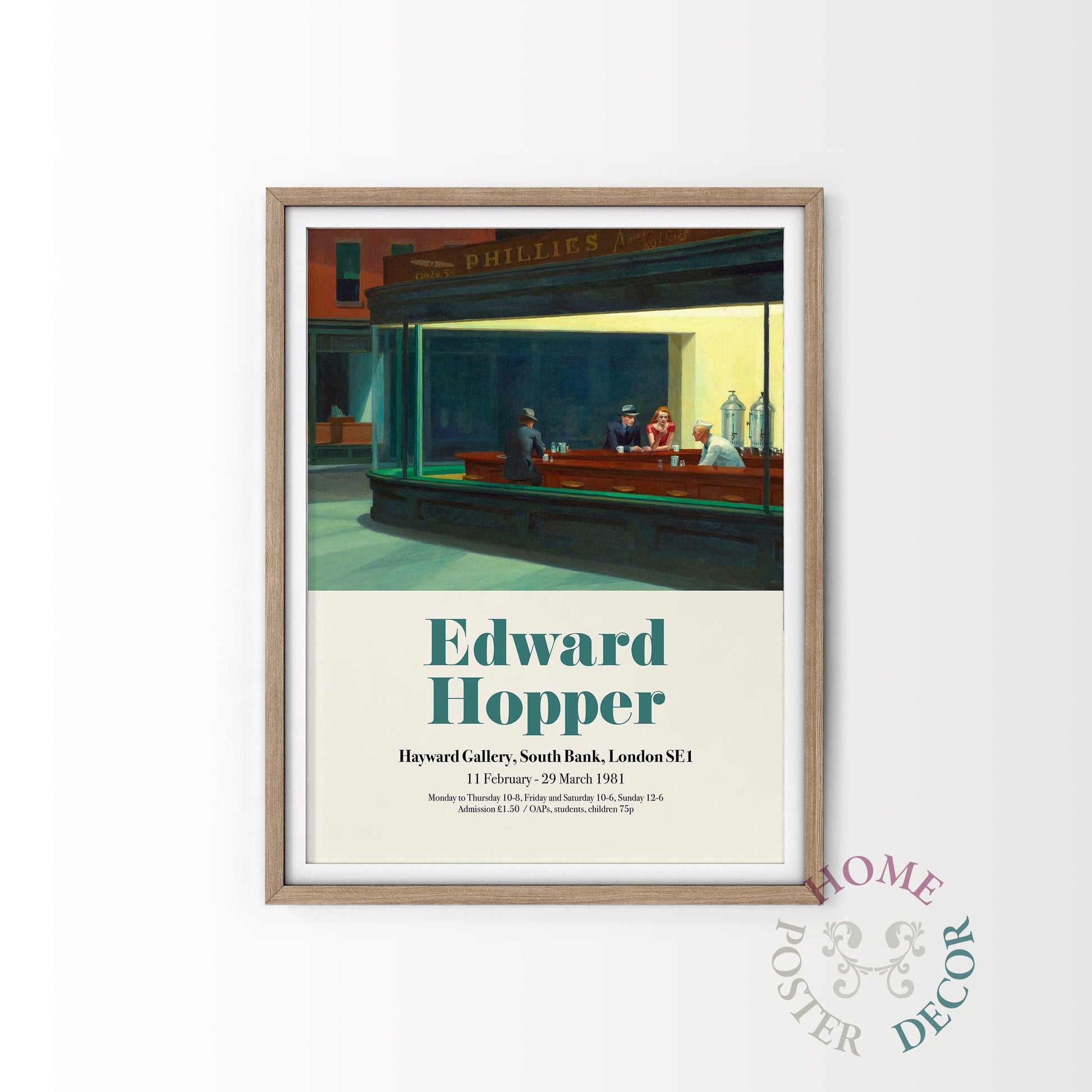 Edward Hopper, Nighthawks Art Print, Hopper Exhibition Poster