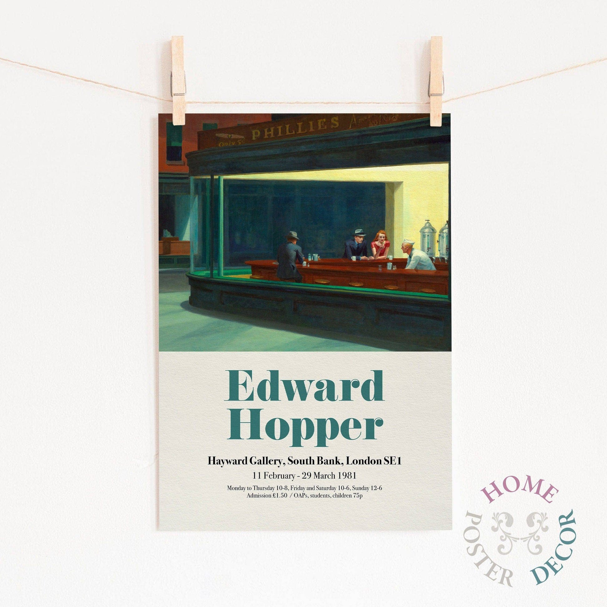 Edward Hopper, Nighthawks Art Print, Hopper Exhibition Poster